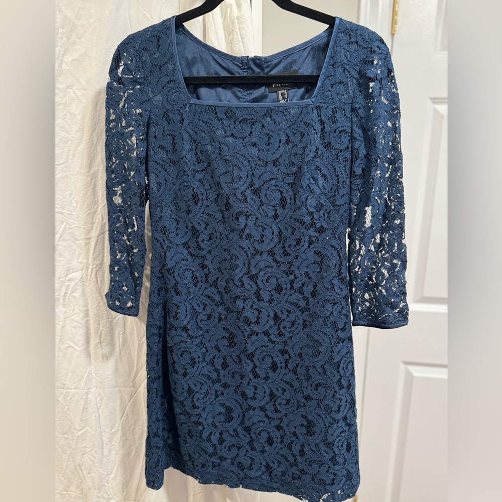 Adrianna Papell Blue Lace Dress
